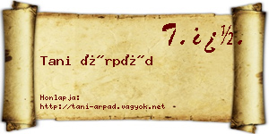 Tani Árpád névjegykártya