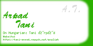 arpad tani business card